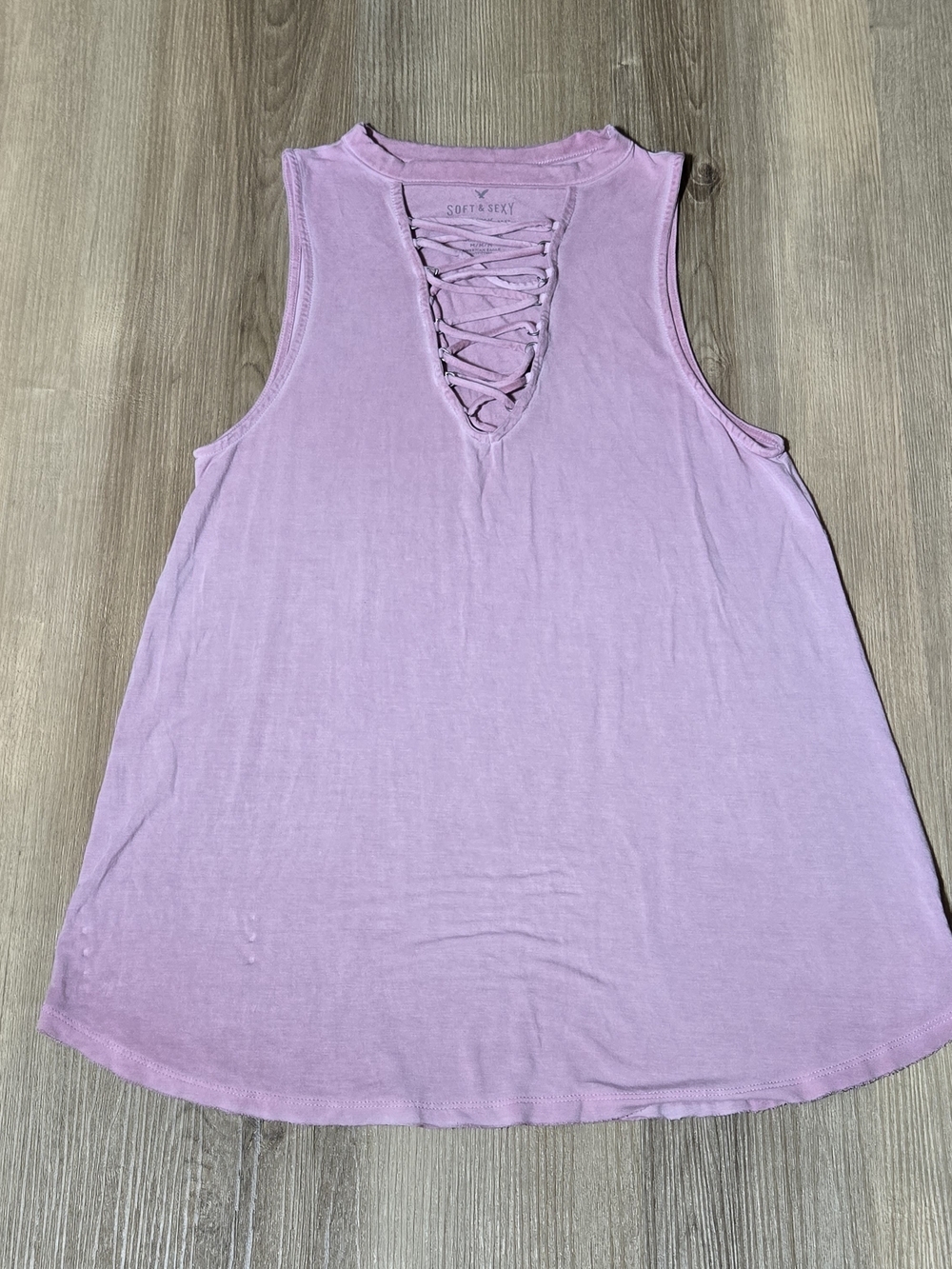 American Eagle Outfitters Light Pink Lace-Up Tank Top